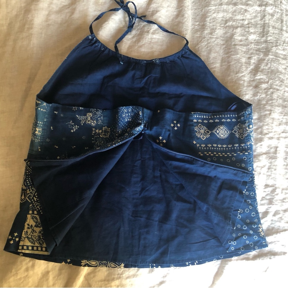 Navy Blue Bandana Print Halter Top - Picture 2 of 5